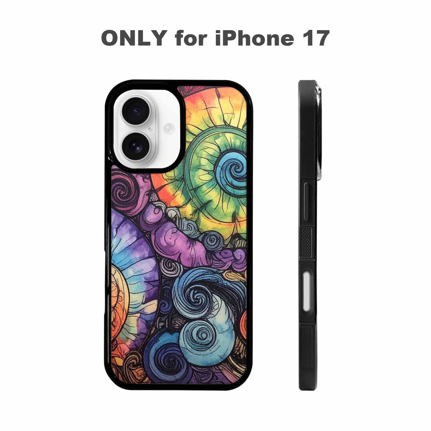 iPhone 17 Case — Tie Dye Swirls (black Tie Dye, Custom Made Phone Cover