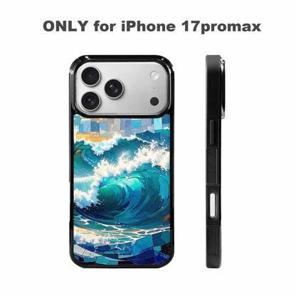 iPhone 17 Pro Max Case — Wave Crest Splash Wave Watercolor Abstract, Custom Made Phone Cover