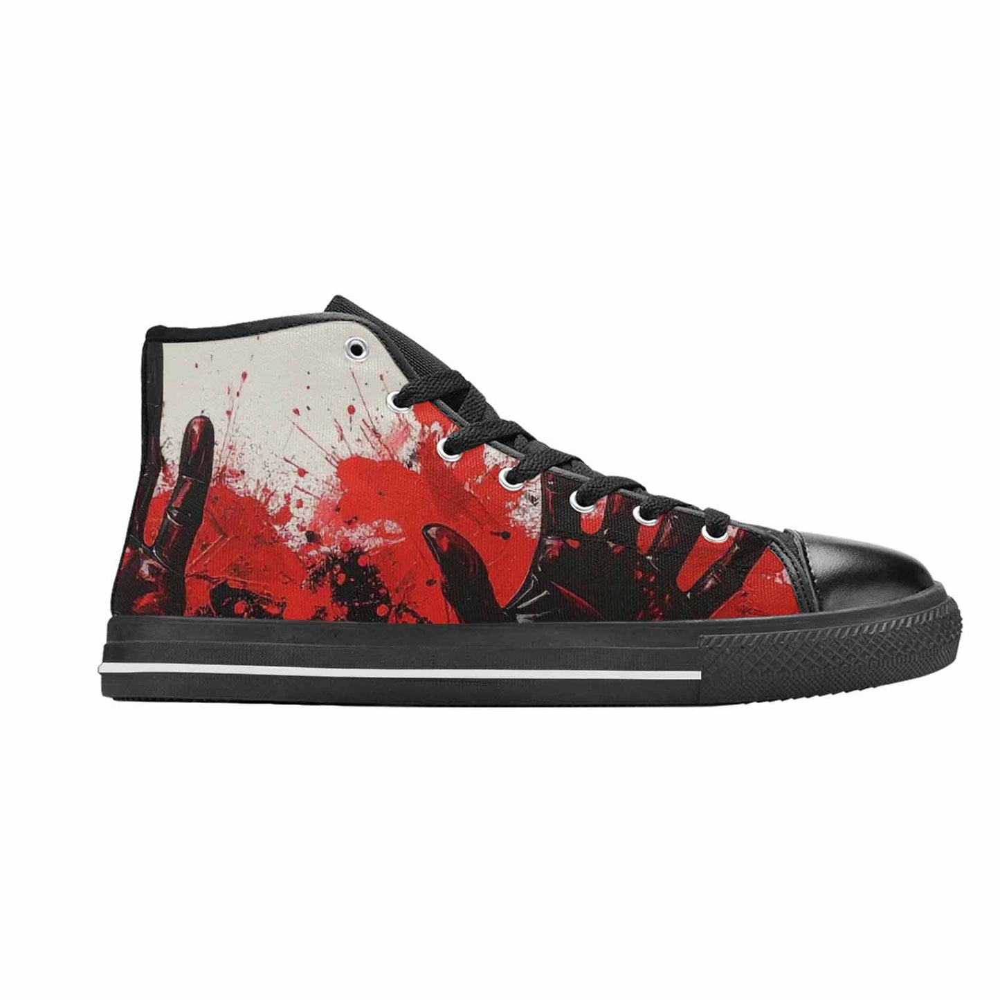 MEN'S Halloween Splatter Handprint High Top Canvas Vibrant Chaos Custom Sneakers