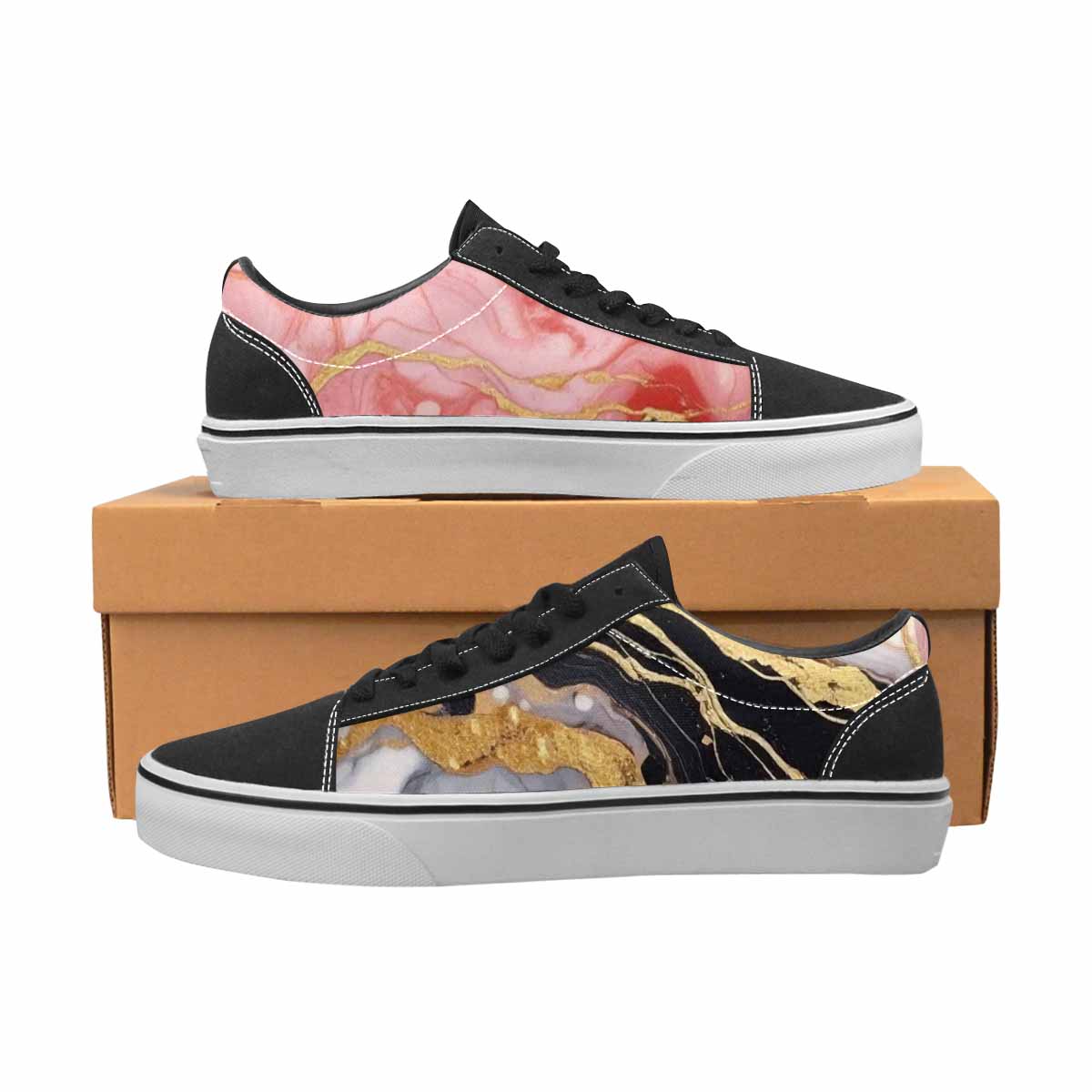 WOMEN'S Marble Vein Lace-Up Canvas Y2K Custom Shoes