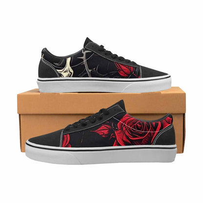 WOMEN'S Ornate Gothic Skulls Roses Canvas Lace-Up Wallpaper Art Custom Sneakers