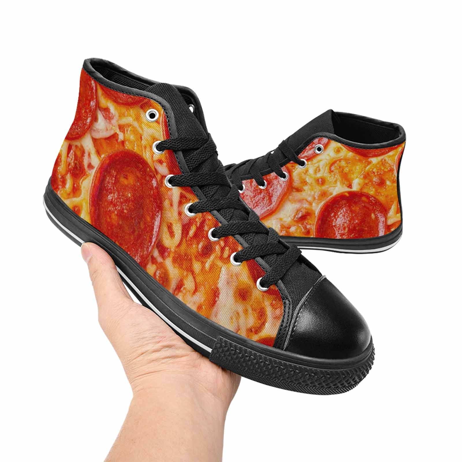 MEN'S Pepperoni Pizza Print High Top Canvas Dark Academia Custom Sneakers