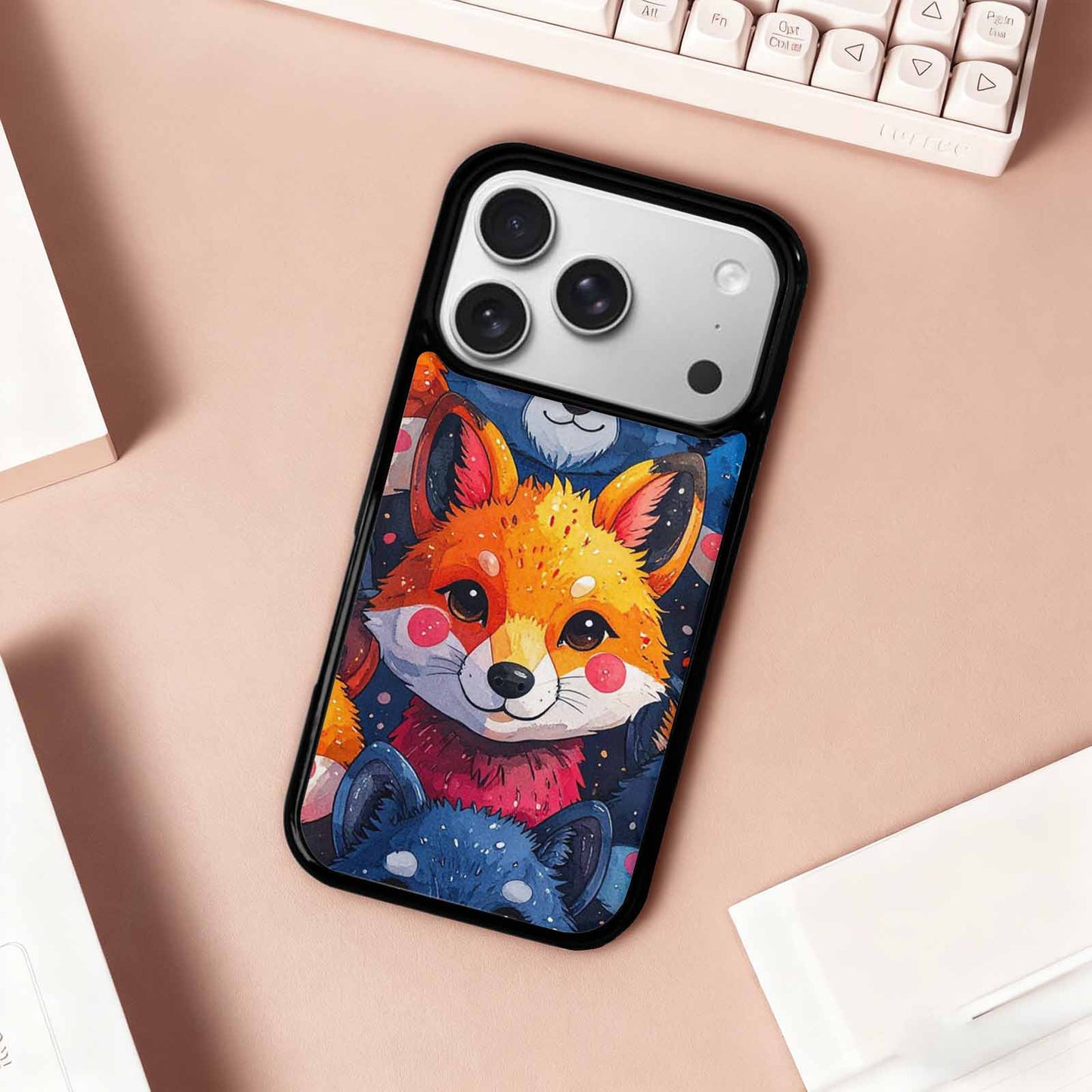 iPhone 17 Pro Case — Watercolor Kawaii Fox Faces Watercolor Abstract, Customized Protective Case