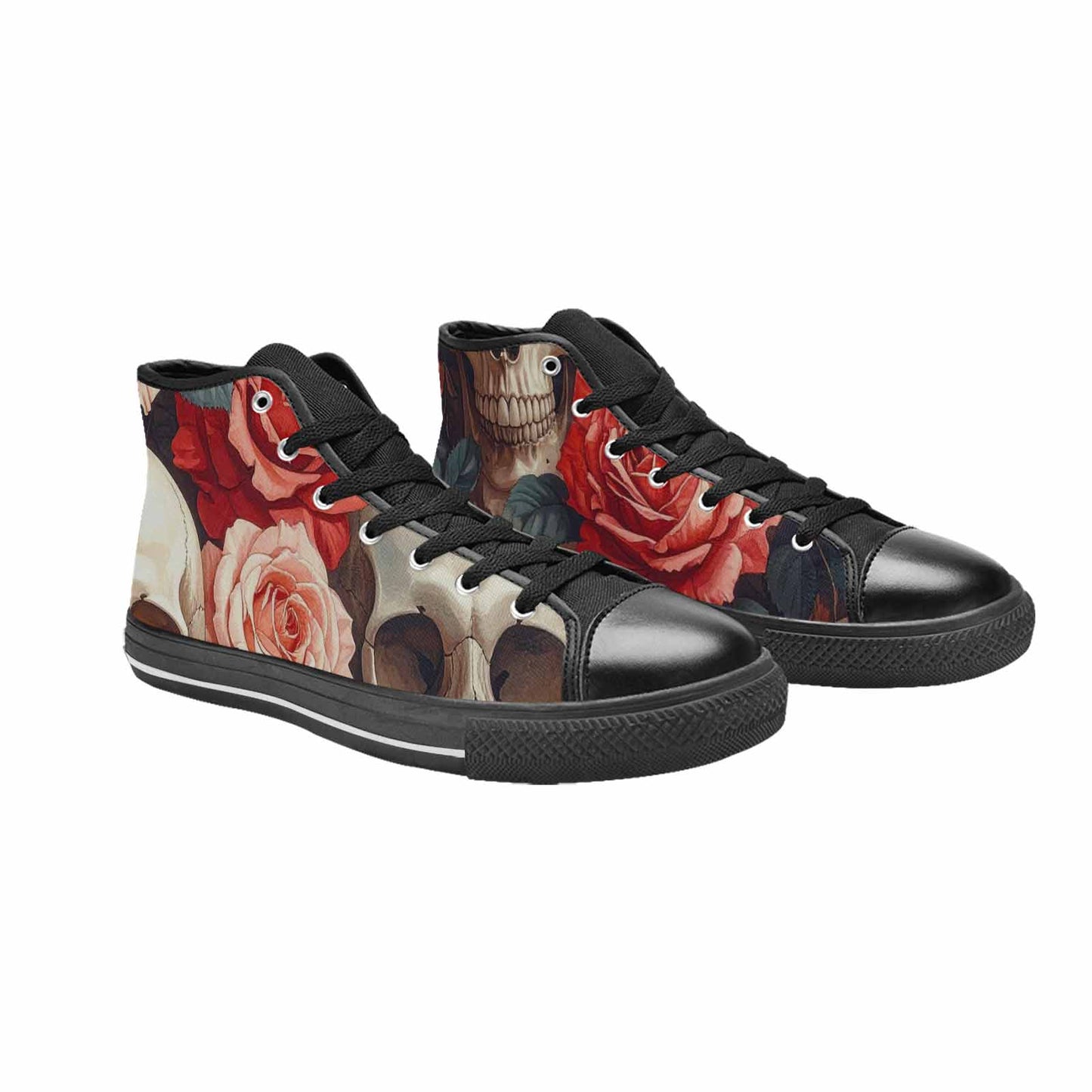 MEN'S Skulls Roses Soft Airbrush High Top Canvas Dreamcore Shoes