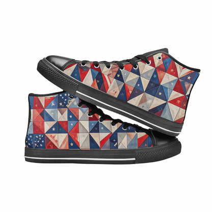 MEN'S American Flag Stars High Top Canvas Grunge Custom Sneakers
