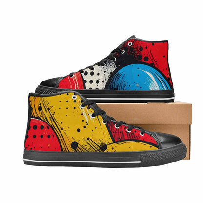 WOMEN'S Comic Book Halftone High Top Canvas Dark Academia Custom Sneakers