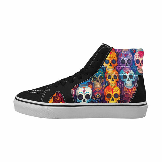 MEN'S Skull High Top Canvas Wallpaper Art Custom Sneakers