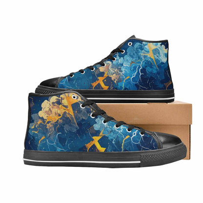 MEN'S Lightning Bolt High Top Canvas Neon Fantasy Custom Sneakers