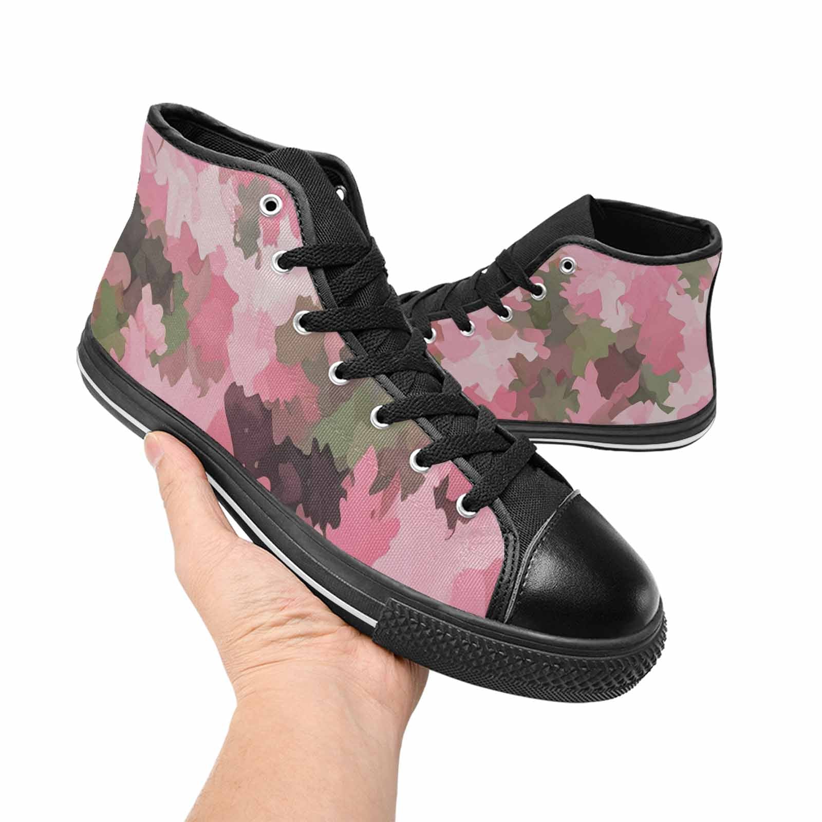 WOMEN'S Military Camouflage Blotch High Top Canvas Vibrant Chaos Shoes