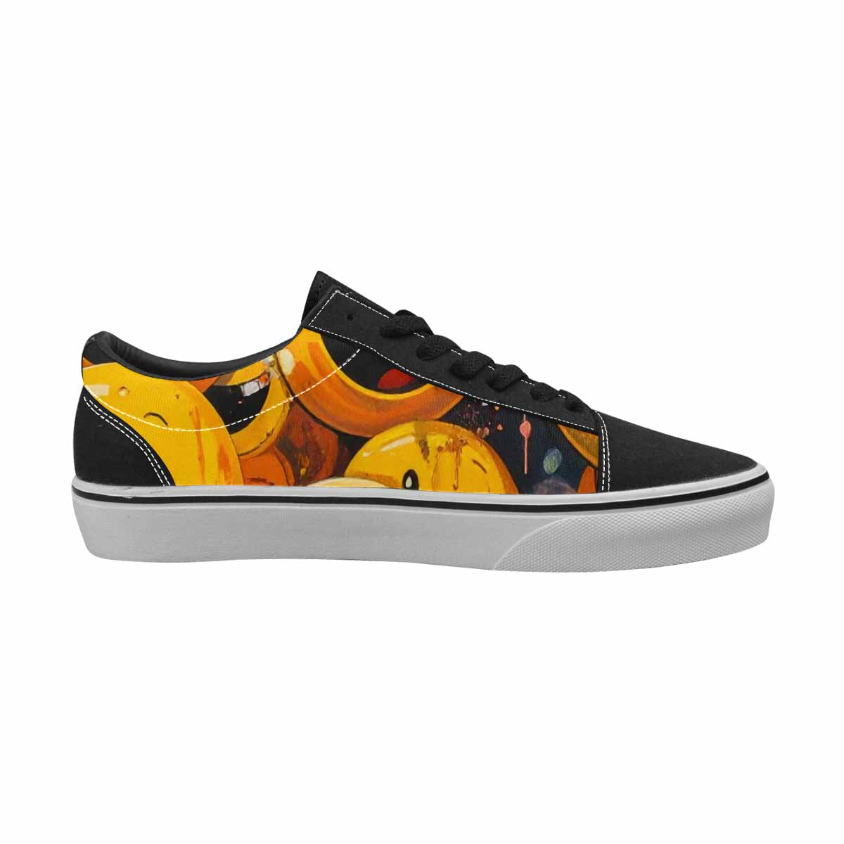 WOMEN'S Melting Moon Smiley  Lace-Up Canvas Vivid Custom Sneakers