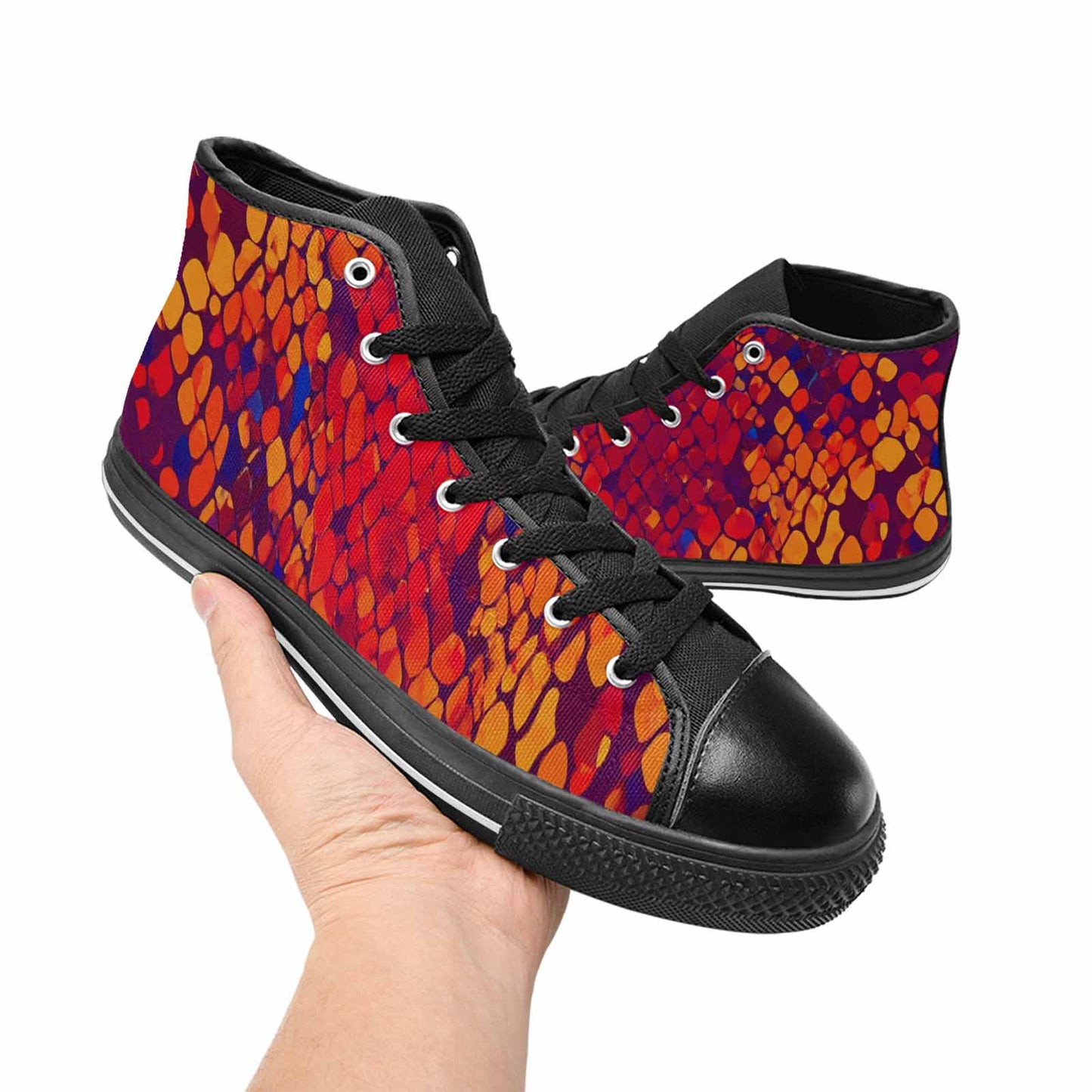 MEN'S Dark Snake Print High Top Canvas Aesthetic Custom Shoes