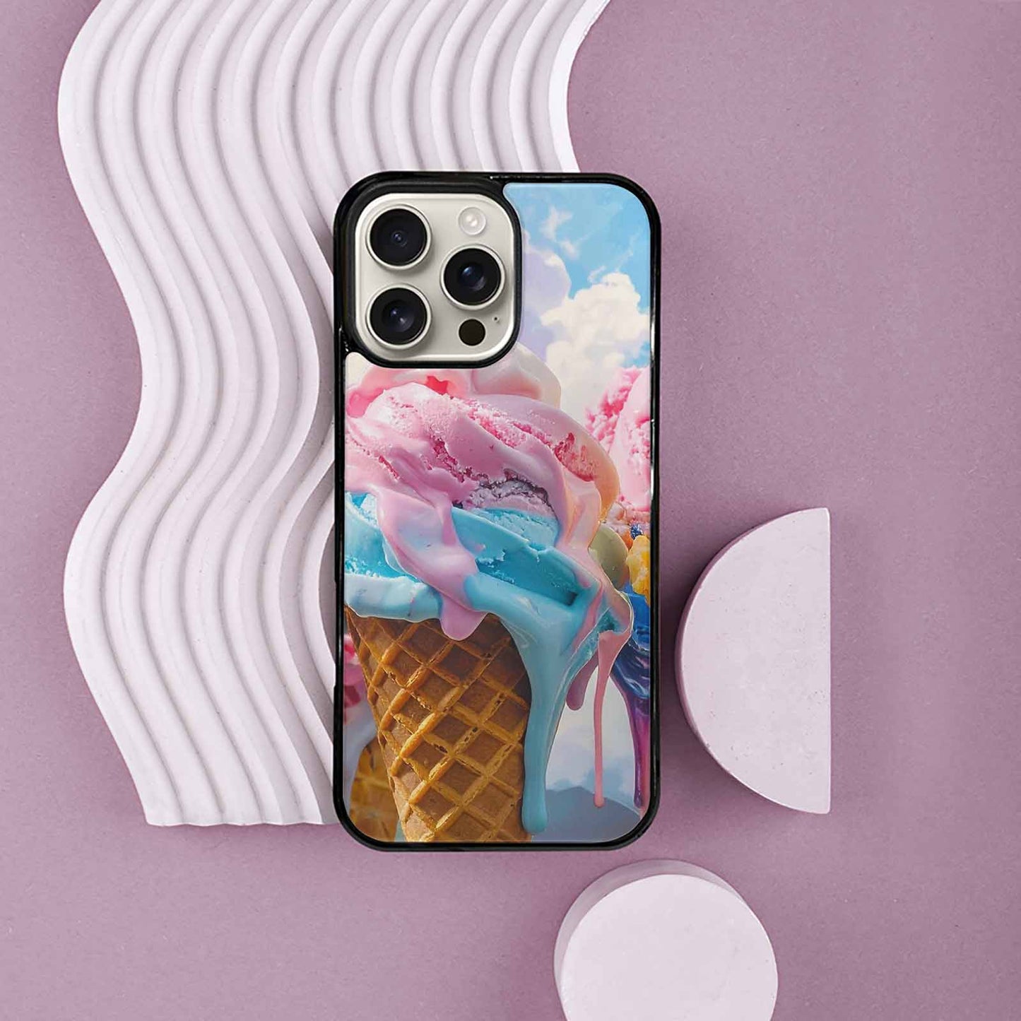 iPhone 16 Pro Max Case — Collage Of Overlapping Waffle Cone Icecream, Customized Protective Case