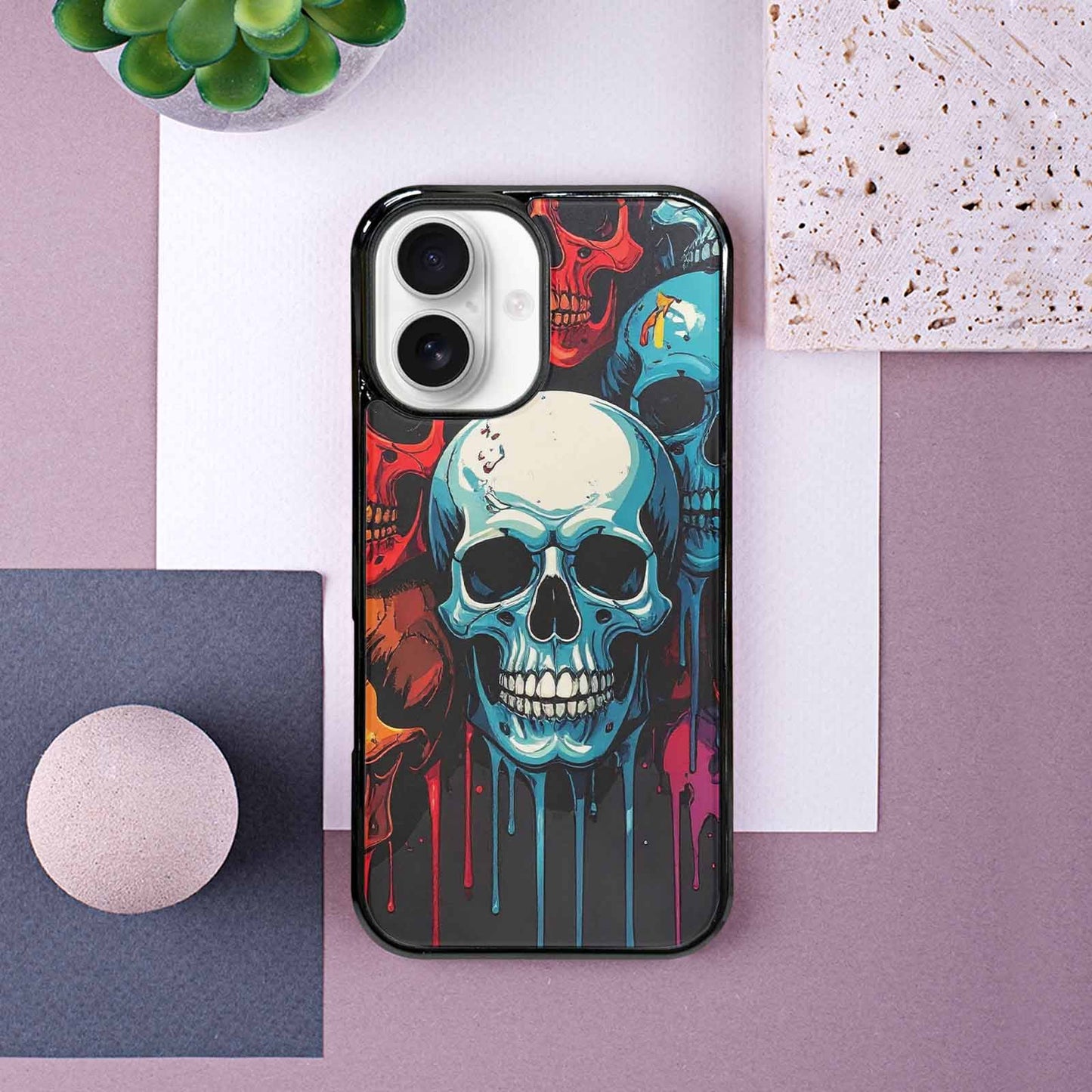 iPhone 16 Case — Dripping Skulls Collage Custom, Custom Printed Phone Case