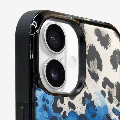 iPhone 16 Case — Animal Print Black Blue Ink Animal, Original Design Phone Case