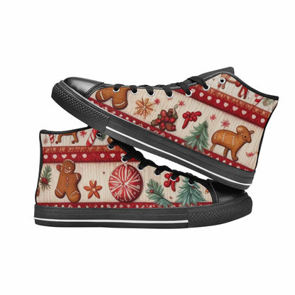 MEN'S Christmas Holly Snowflake High Top Canvas Dark Academia Shoes