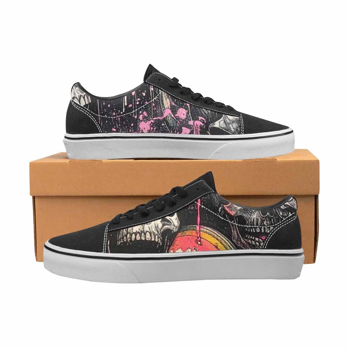 WOMEN'S Rainbow From Skull S Lace-Up Canvas Melting Art Custom Sneakers