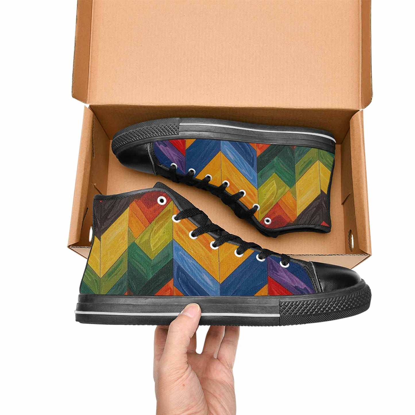 MEN'S Progress Pride Flag High Top Canvas Vivid Custom Sneakers