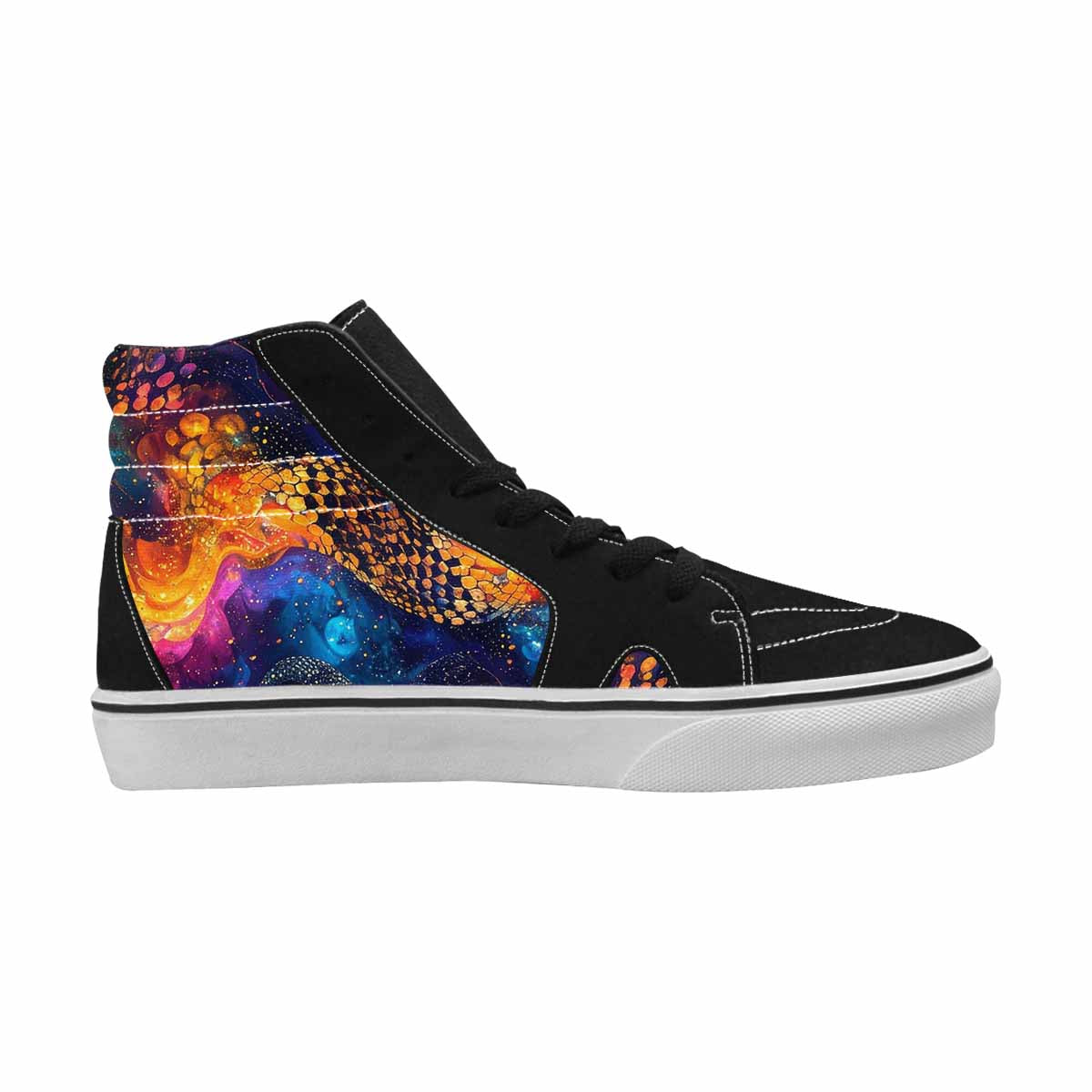WOMEN'S Galaxy Snake Print High Top Canvas Wallpaper Art Custom Sneakers