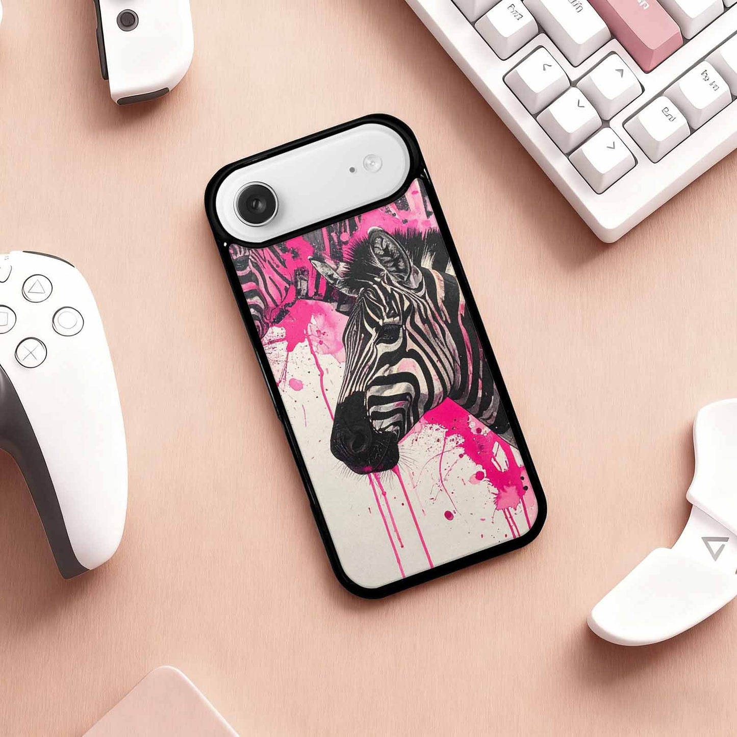 iPhone 17 Air Case — Black Pink Ink Zebra Stripe Animal, Custom Designed Case Cover