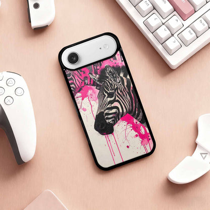iPhone 17 Air Case — Black Pink Ink Zebra Stripe Animal, Custom Designed Case Cover