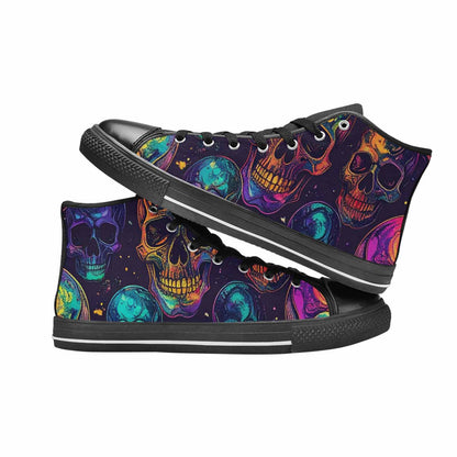 WOMEN'S Galaxy Skulls High Top Canvas Wallpaper Art Sneakers