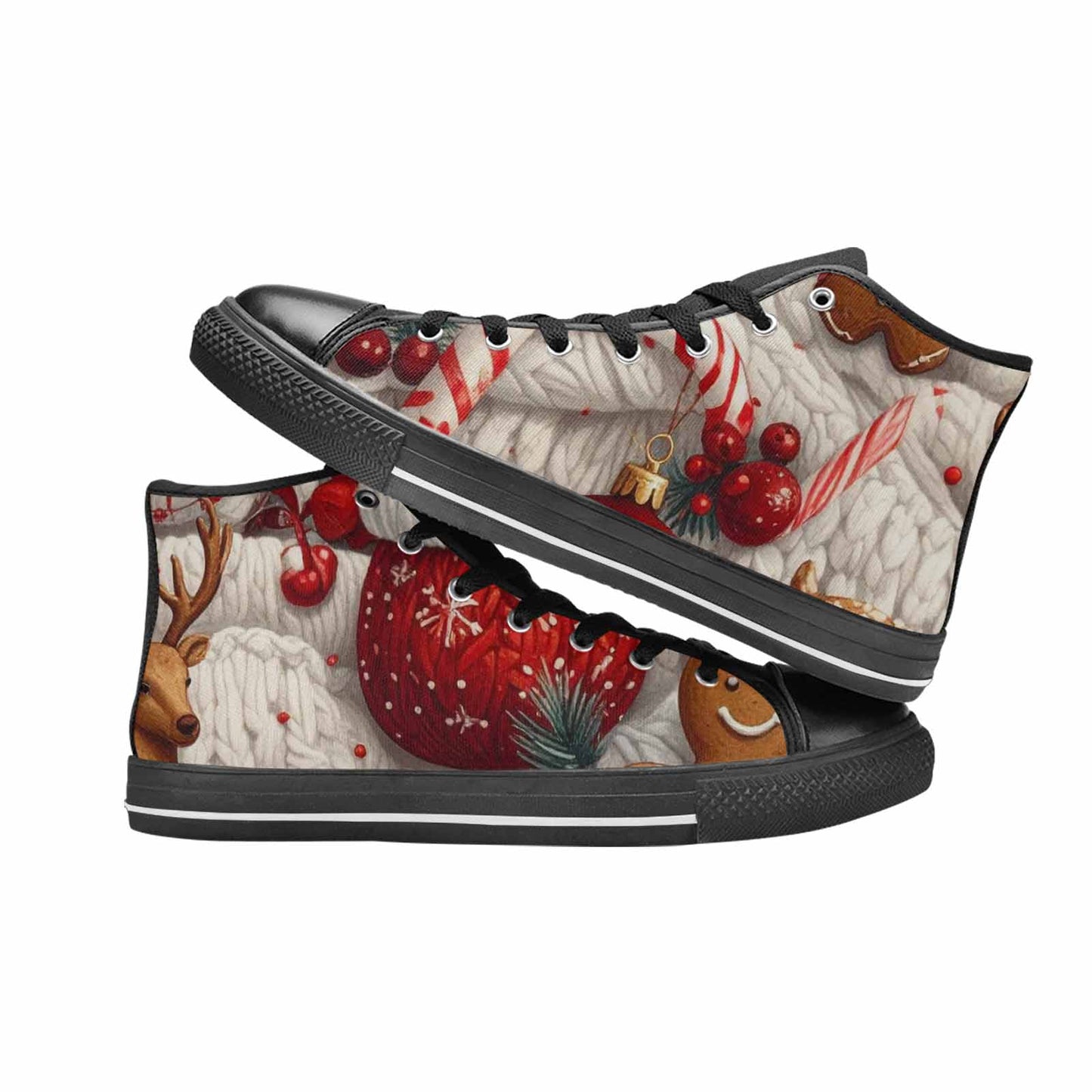 MEN'S Christmas Holly Snowflake High Top Canvas Dreamcore Custom Sneakers