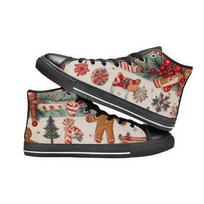 MEN'S Christmas Holly Snowflake High Top Canvas Aesthetic Custom Shoes