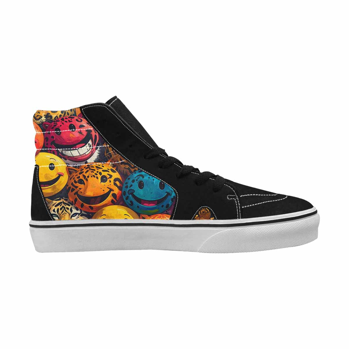 MEN'S Smiley Faces High Top Canvas Grunge Custom Shoes
