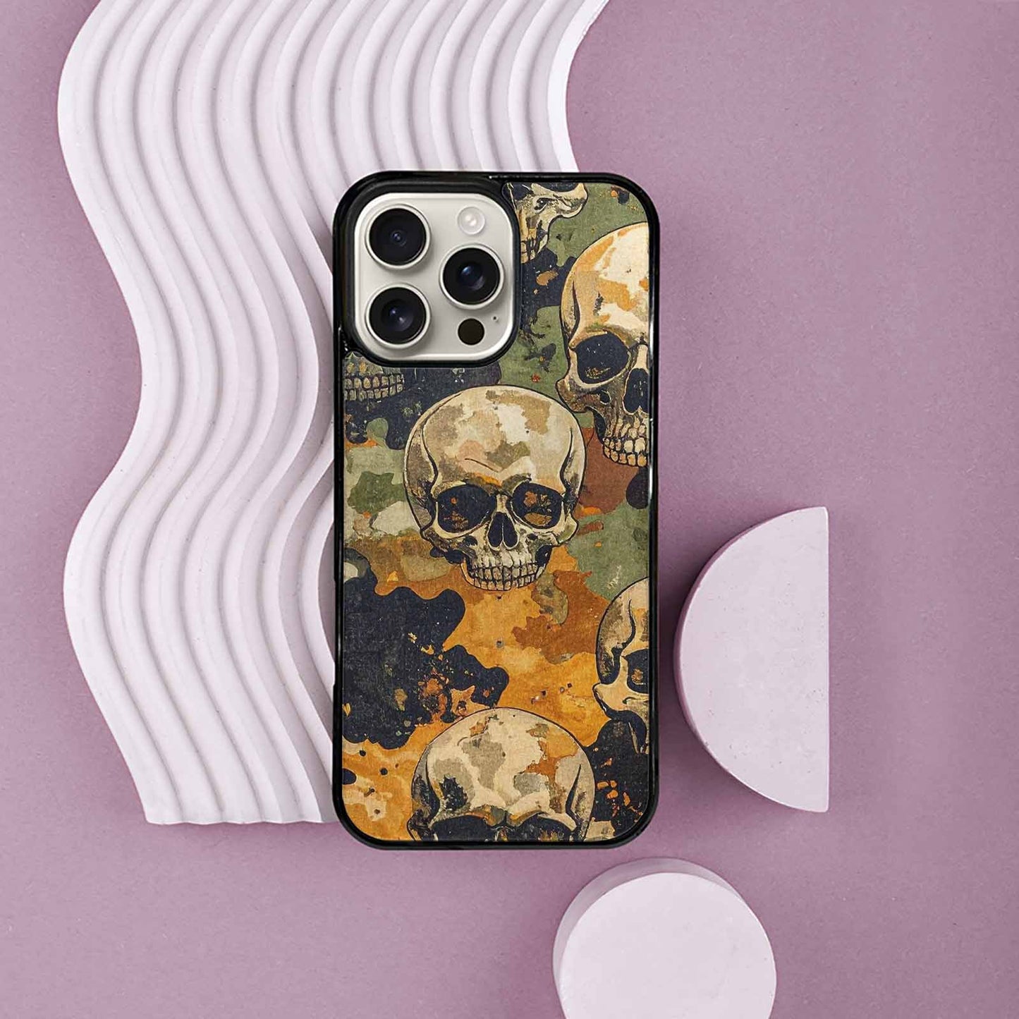 iPhone 16 Pro Max Case — Military Camo Skull Custom, Unique Phone Case Design