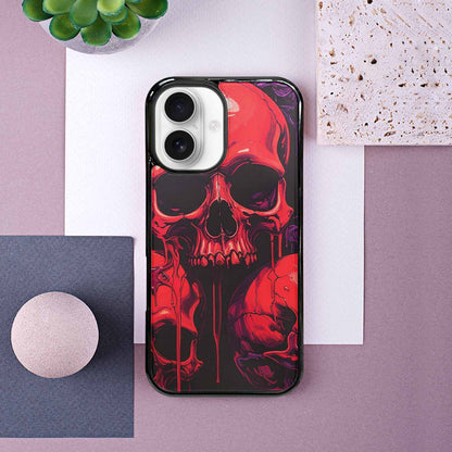 iPhone 16 Case — Red Purple Skeletons Neon Drip Melting, Custom Art Phone Cover