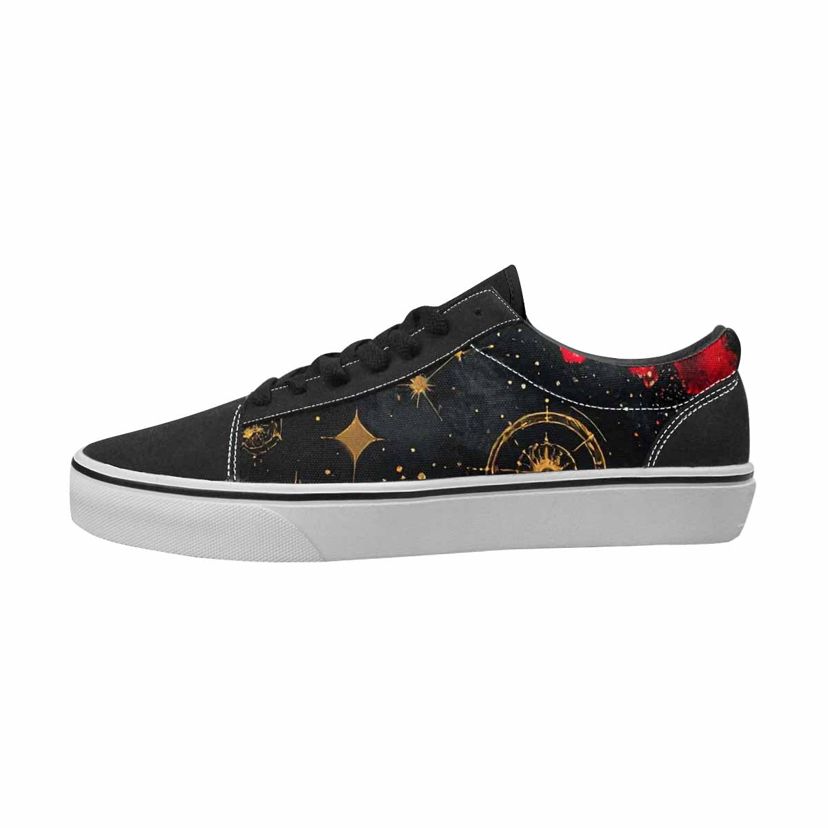 WOMEN'S Zodiac Black & Red Ink Canvas Unique Print Vibrant Chaos Shoes
