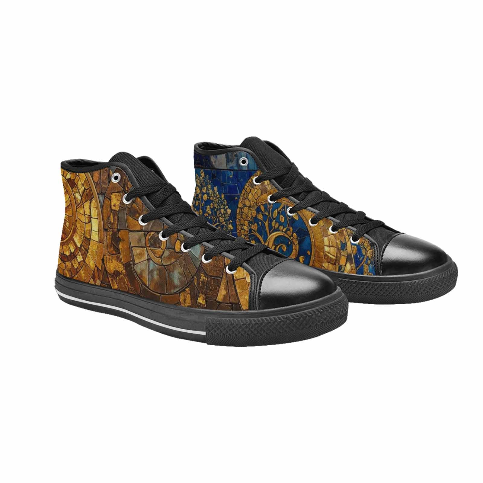 WOMEN'S Klimt-Style Gold Leaf High Top Canvas Dark Academia Custom Sneakers