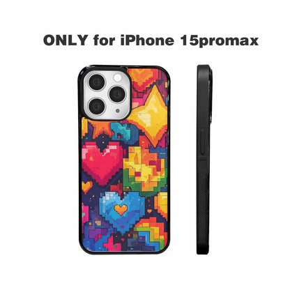 iPhone 15 Pro Max Case — Pixel Art 8 Bit Burst Pattern, Custom Art Phone Cover