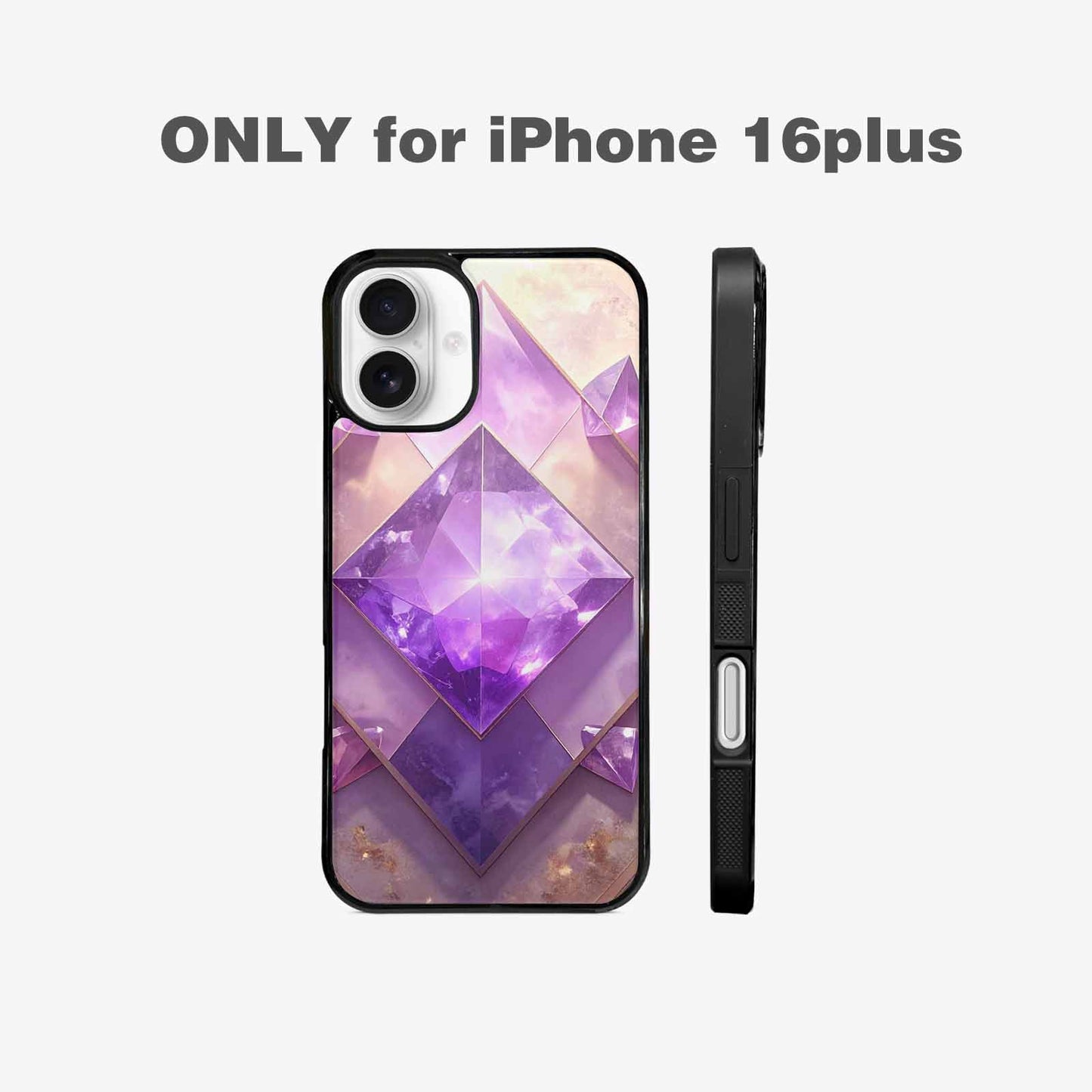 iPhone 16 Plus Case — Amethyst Crystal Art Pattern Personalized Phone, Unique Phone Case Design