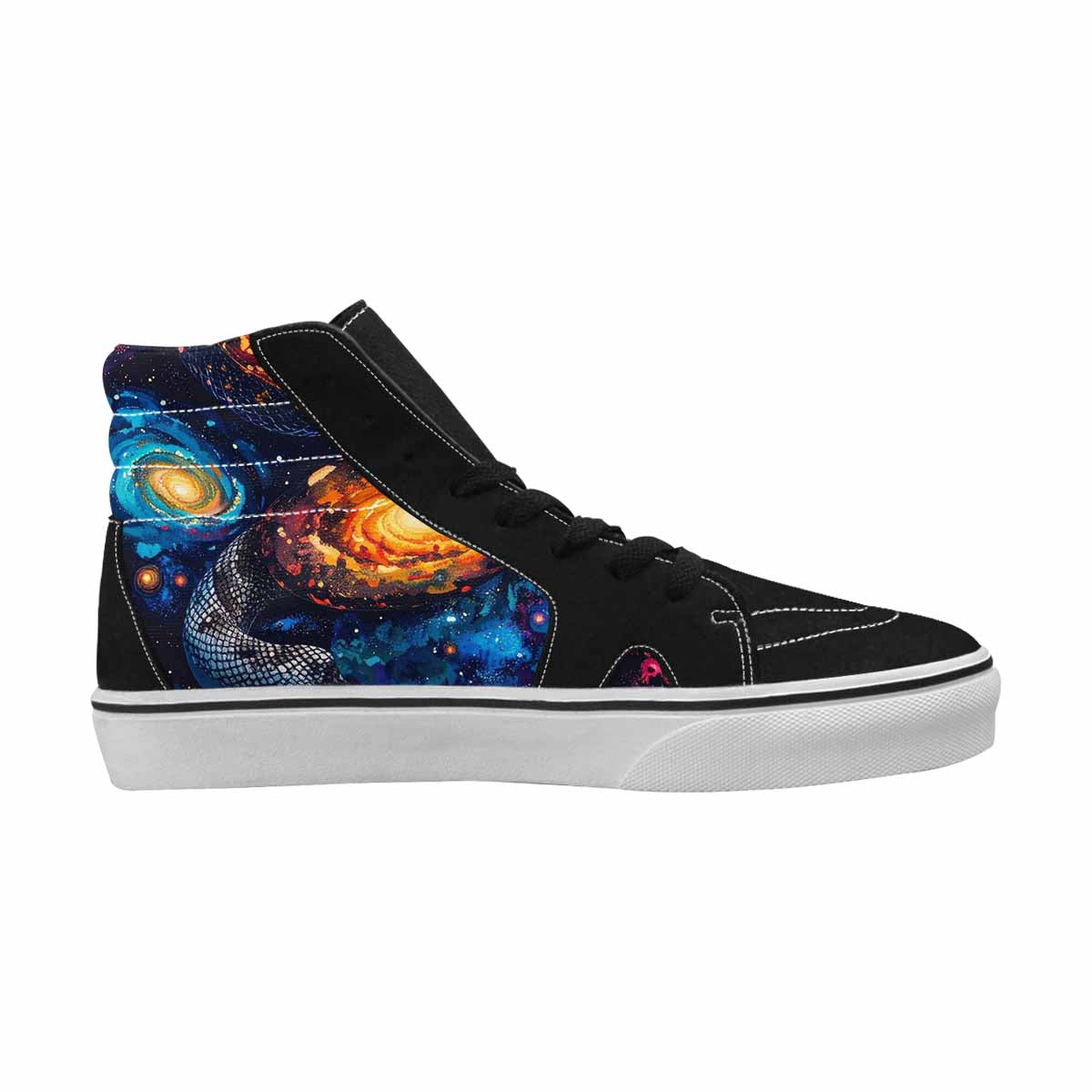 WOMEN'S Galaxy Snake Print High Top Canvas Wallpaper Art Custom Shoes