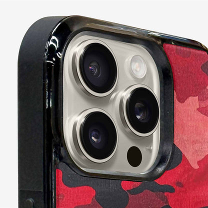 iPhone 16 Pro Case — Tactical Camo Red Black Custom, Customized Protective Case