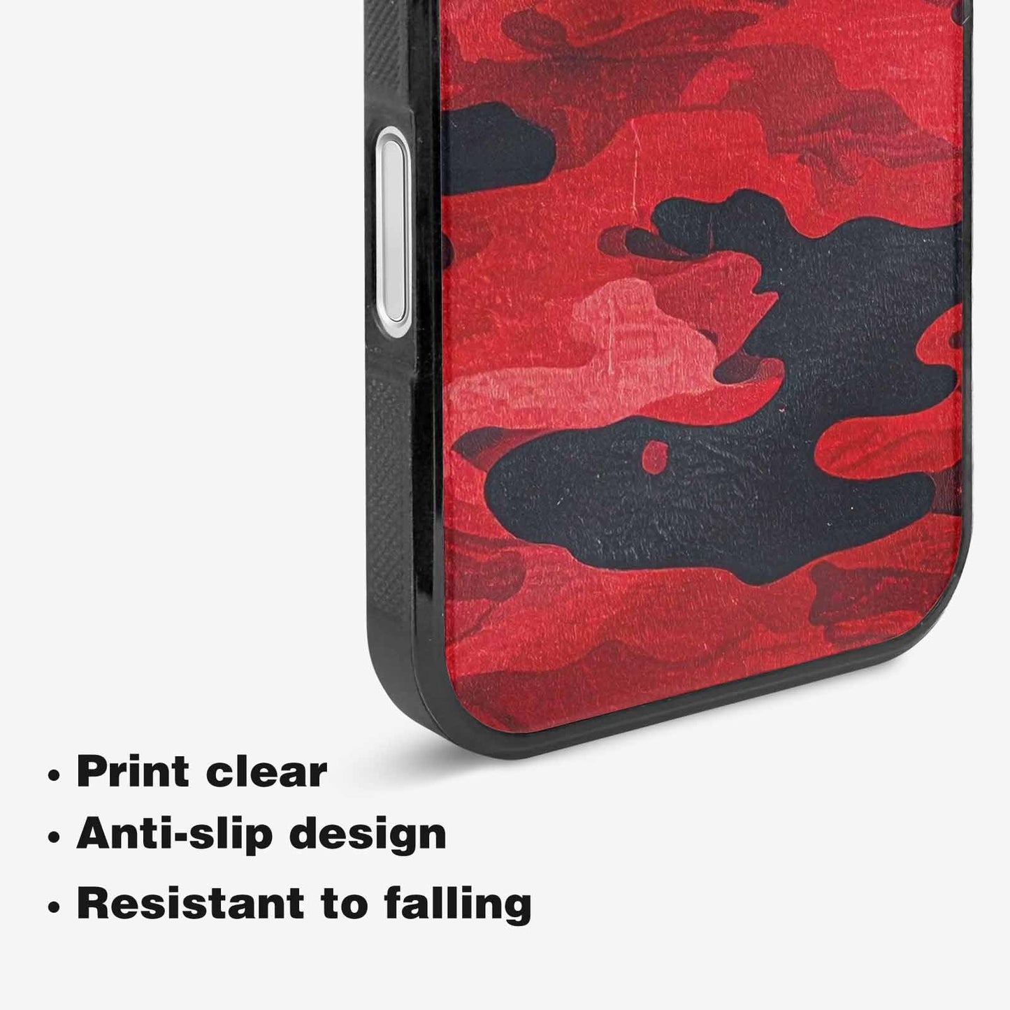 iPhone 16 Plus Case — Tactical Camo Red Black, Custom Printed Phone Case