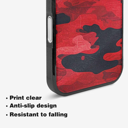 iPhone 16 Plus Case — Tactical Camo Red Black, Custom Printed Phone Case