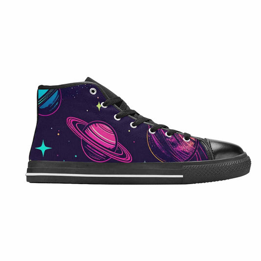 WOMEN'S Space Galaxy Astronaut High Top Canvas Grunge Custom Sneakers