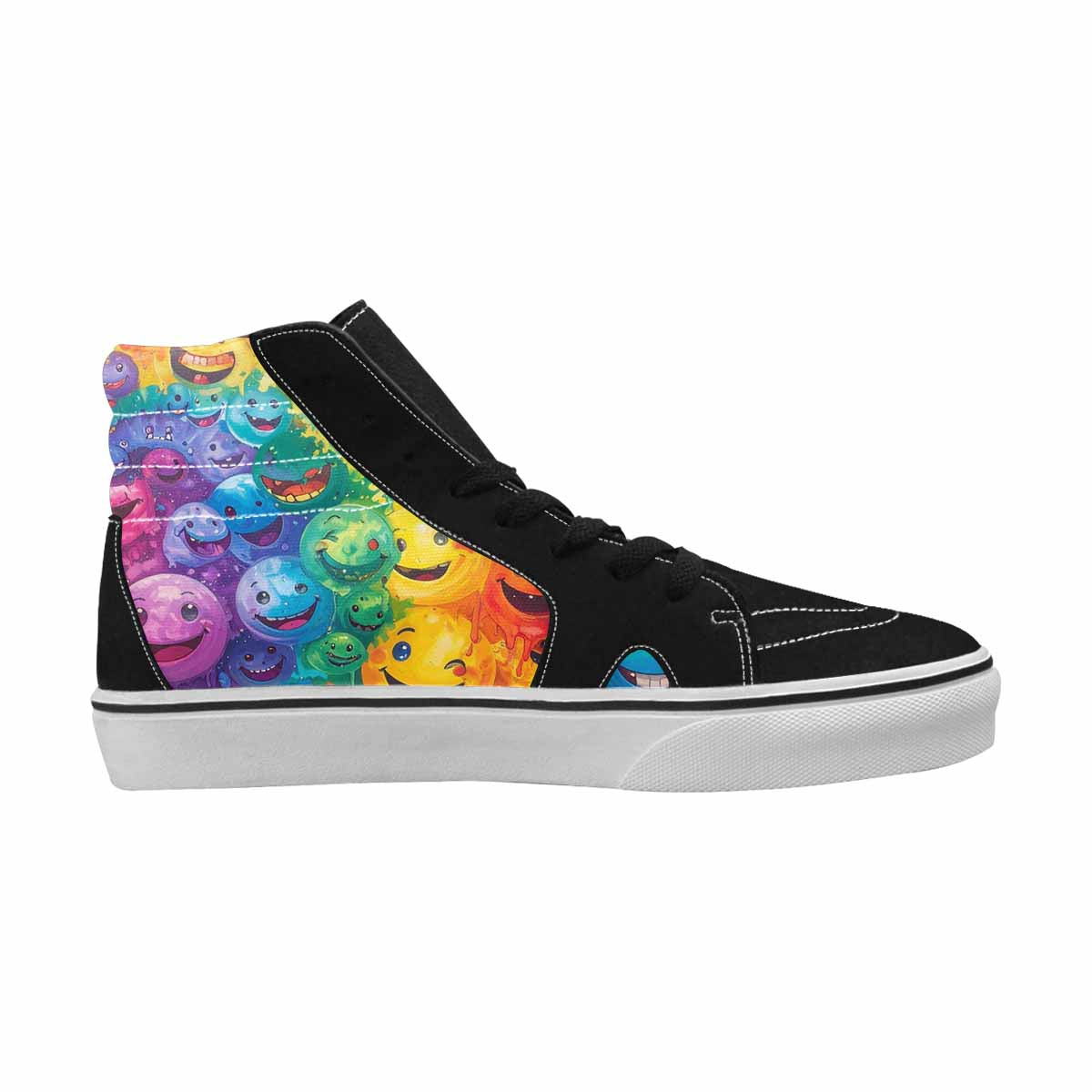 MEN'S Smiley Facessmiley Faces  High Top Canvas Melting Art Custom Sneakers