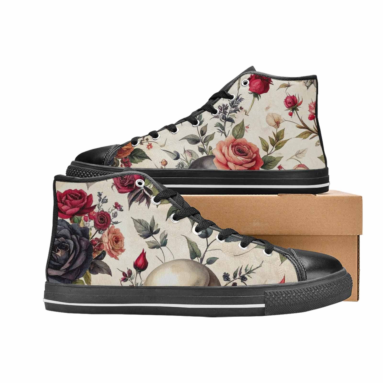 MEN'S Skulls - Roses High Top Canvas Grunge Sneakers