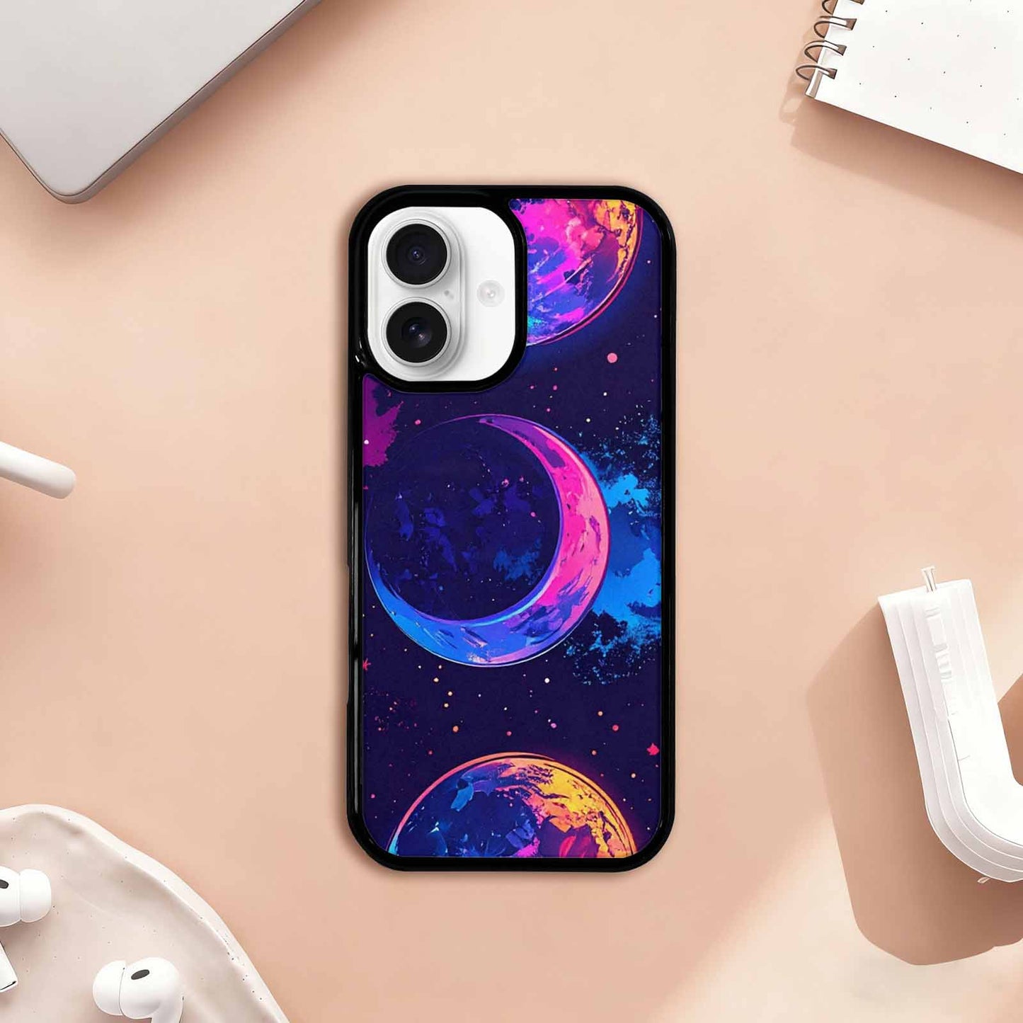 iPhone 17 Case — Neon Winter Moon Cartoon Cute, Unique Phone Case Design
