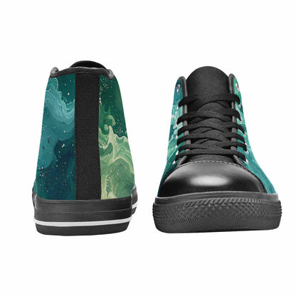 WOMEN'S Galaxy Art - High Top Canvas Vibrant Chaos Custom Sneakers