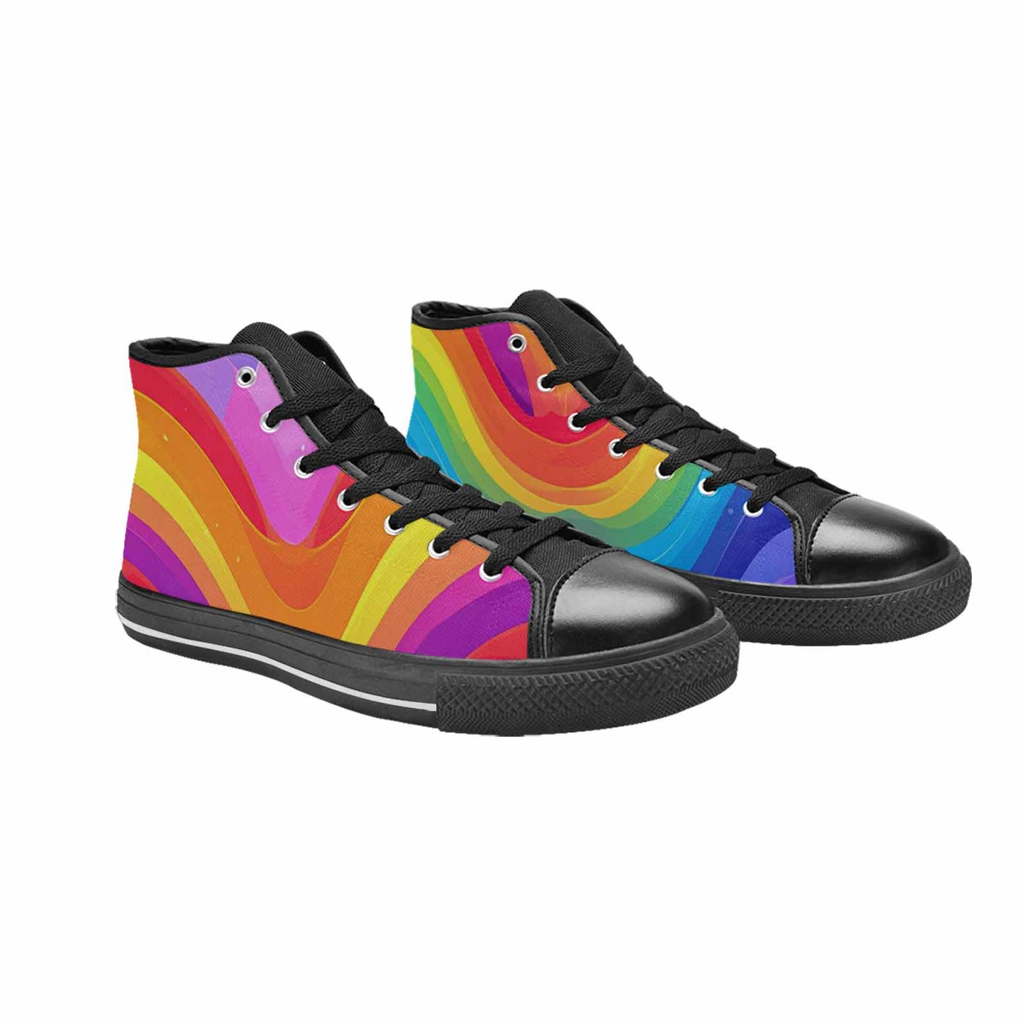 WOMEN'S Rainbow Pride High Top Canvas Vibrant Chaos Custom Sneakers