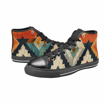 MEN'S Southwestern Geometric Diamond High Top Canvas Vibrant Chaos Sneakers
