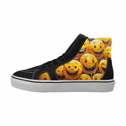 MEN'S Melting Moon Smiley  High Top Canvas Grunge Custom Shoes