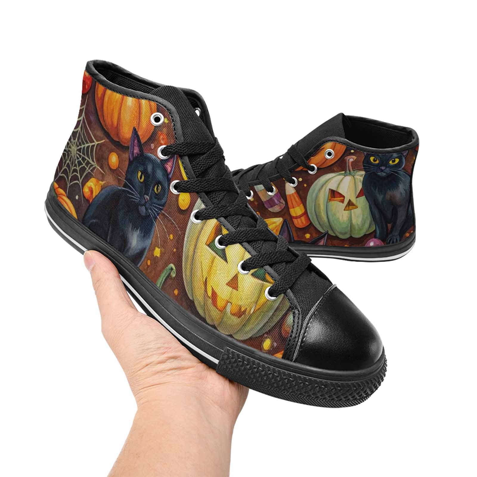 WOMEN'S Halloween High Top Canvas Wallpaper Art Custom Sneakers