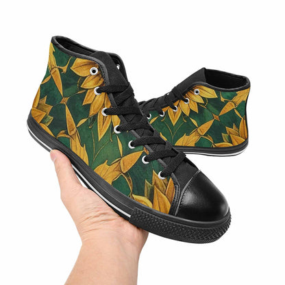 MEN'S Sunflower Mandala Kaleidoscope High Top Canvas Cottagecore Shoes