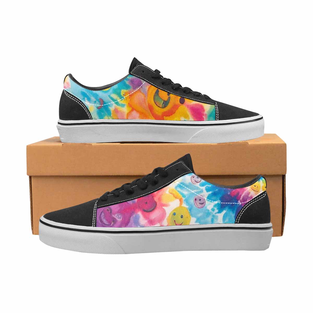 WOMEN'S Smiley Facessmiley Faces  Lace-Up Canvas Vivid Sneakers