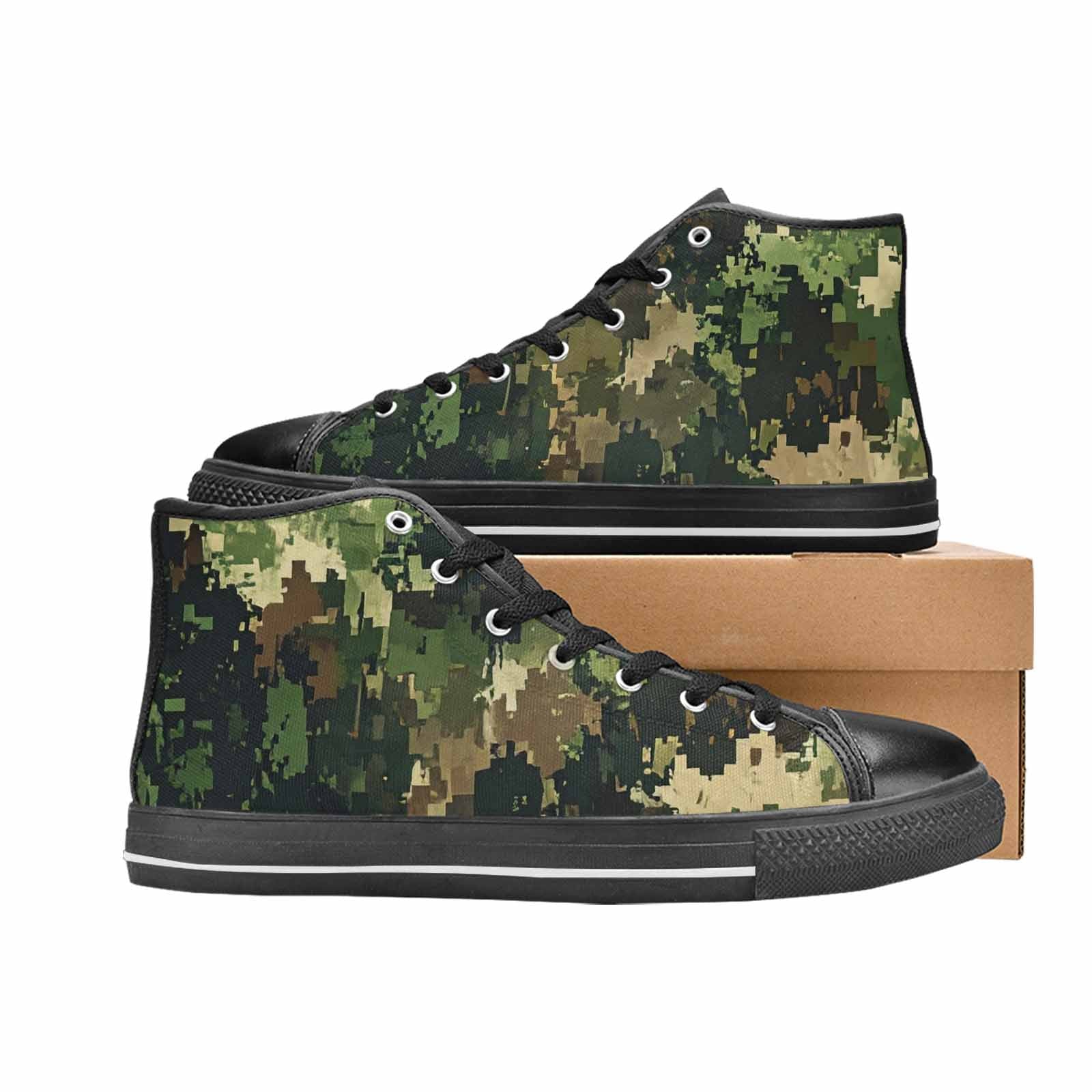 WOMEN'S Military Camouflage Blotch High Top Canvas Wallpaper Art Shoes